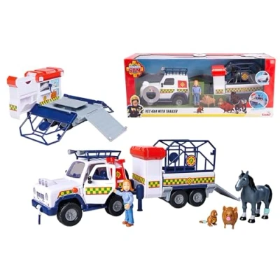 Image of Fireman Sam 109252624038 Animal Rescue Pendant, Moving Figure Lizzie 7.5 cm and 3 Figures, Light Effects, Officially Licensed Toy from the Series