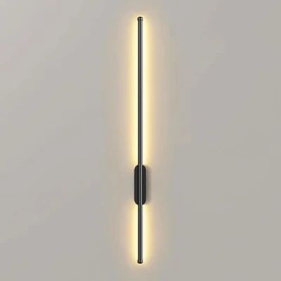 Image of Mjsdjof Linear Long Tube Wall Lamp, Metal Flute Light with Silicone Lampshade, Black Strip Sconce, Modern LED Lamps, Ultra thin Bedside Lights Fixture