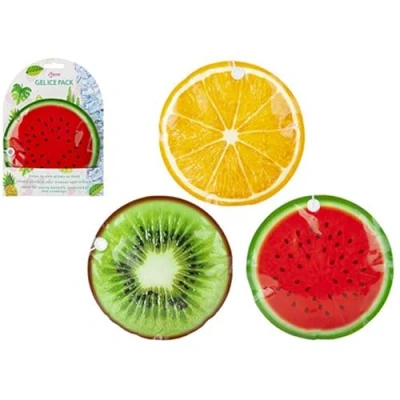Image of Multicolor Round Fruit Gel Ice Pack 1 Count Assorted Designs Perfect for Lunch Boxes &amp; Coolers