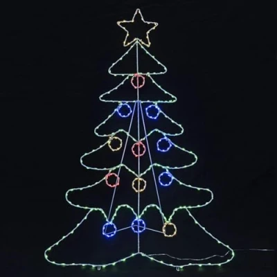 Image of Mr Crimbo Large Christmas Silhouette Light Multicolour Static Metal Frame Garden Outdoor Decoration Tree