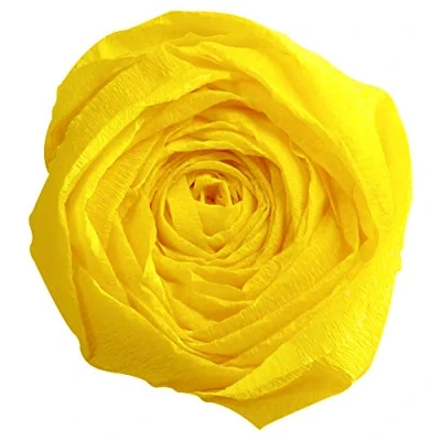 Image of Clairefontaine Ref 903015C Superior Quality Crepe Paper (Pack of 10 Sheets) 2 x 0.5m Sized Sheets, 40% Creppage, 32gsm Paper, Delivered Folded Lemon Yellow