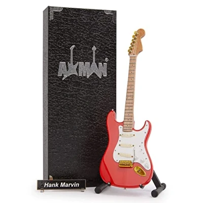Image of Axman Hank Marvin (The Shadows) Miniature Guitar Replica Music Gifts Handmade Ornamental 1/4 Scale Includes a Display Box, Name Tag and Stand