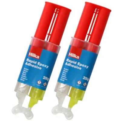 Image of (PACK OF 2) Hilka 2 Part Epoxy Resin Syringe Precision Hard Setting Adhesive Glue …