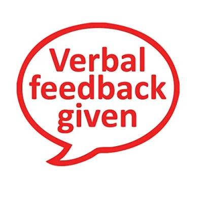 Image of Verbal Feedback Given. (Red Ink) Self Inking Teacher Stamp 22mm. Reinkable^