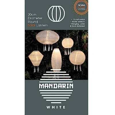 Image of NOMA Solar Mandarin Lantern, Round with Tassels, 20 cm, White