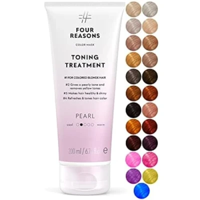 Image of four Reasons Color Mask Pearl Blond (23 Colours) Toning Treatment, Colour Depositing Conditioner, Treated Hair Semi Permanent Dye, Vegan And Cruelty Free, 200Ml