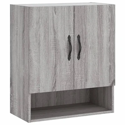 Image of vidaXL Grey Sonoma Wall Cabinet Engineered Wood, Modern Style, Living Room Floating Storage Unit with Ample Space and Display Function