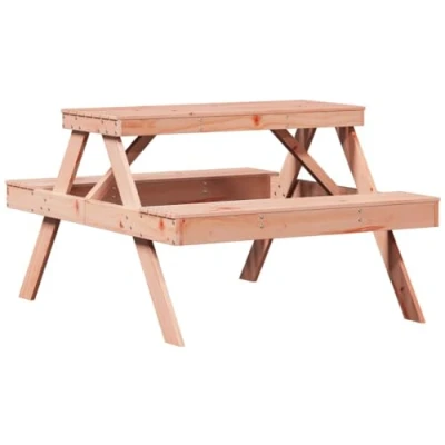 Image of vidaXL Solid Douglas Wood Picnic Table 105x134x75 cm Brown, Rectangular Garden/Front Porch Patio Outdoor Furniture