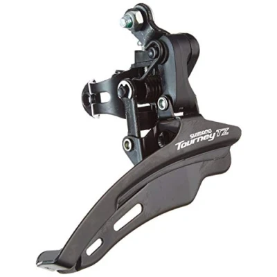 Image of Shimano FD TZ510 6 speed MTB front derailleur, down swing, pull, 31.8mm, 66 69, 48T