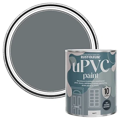 Image of Rust Oleum Grey uPVC Door and Window Paint in Matt Finish Marine 750ml
