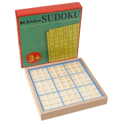Image of Andux Sudoku Puzzle Board Game with Drawer Wooden Number SD 02 (Blue)