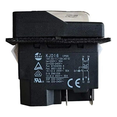 Image of KEDU KJD16 Electromagnetic Switch with Power Off and Voltage Protection Pushbutton Switches for Industrial Machine Tool Equipment AC 220 240V 16A 2HP 16(12) A 10(8) 250V 5E4 IP55 (KJD16 4Pins)