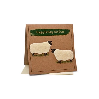 Image of Sheep (Happy Birthday Two EWES) Greeting Card (Blank Inside)