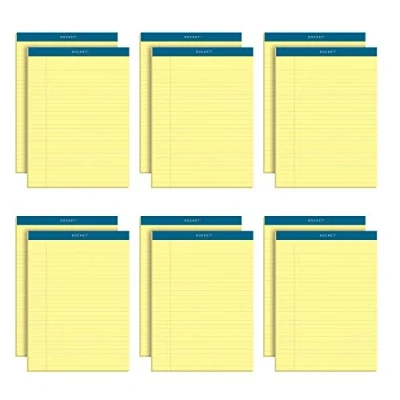 Image of TOPS Docket Writing Pads, 8 1/2&quot; x 11 3/4&quot;, Legal Rule, Canary Paper, 50 Sheets, 12 Pack (63400)