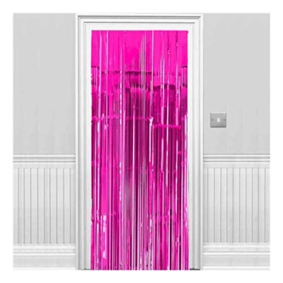 Image of Amscan 24200 103 Curtain Met 0.9X2.4M Brt Pink
