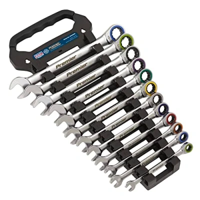 Image of Sealey Premier Combination Ratchet Spanner Set 12pc Metric Platinum Series