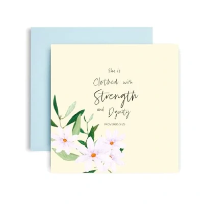 Image of Huxters Religious Birthday Card for Her Friend Female Proverbs 31 25 Strength and Dignity Mum Sister Auntie Daughter In law 14.8cm