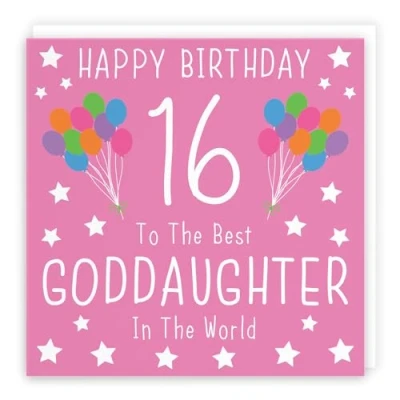 Image of Hunts England Goddaughter 16th Birthday Card Happy 16 To The Best In World Iconic Collection Fun Colourful