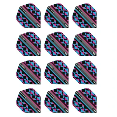 Image of RED DRAGON Hardcore Radical Pink, Blue &amp; Black Geometric Dart Flights 4 Sets Per Pack (12 in total)