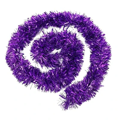 Image of SHATCHI 1.8m/6Ft Purple Luxury Deluxe Chunky Christmas Tinsel Garland Xmas Tree Decorations