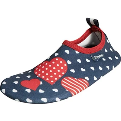Image of Playshoes Beach Footwear with UV Protection Hearts Water Shoes, Blue (Marine 11), 7.5 UK Child