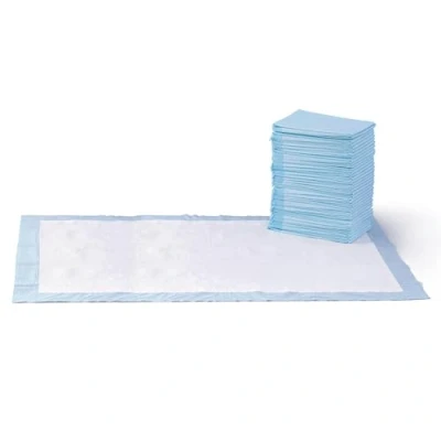 Image of Amazon Basics Dog and Puppy Training Pads, Leakproof, 5 Layer Design with Quick Dry Surface, Giant, Pack of 40, Blue &amp; White