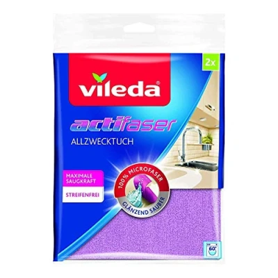 Image of Vileda Actifaser Multi Purpose Cloth for Streak free Cleaning, Pack of 2