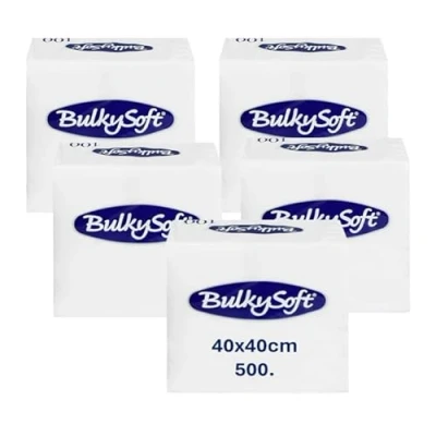 Image of Bulky Soft Premium 2ply White Napkins 40x40cm 500&#039;s. Outdoor catering, BBQ, Picnic, Party accessories.