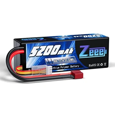 Image of Zeee 3S Lipo Battery 5200mAh 11.1V 80C RC Hard Case with Deans T Plug for 1/8 and 1/10 Vehicles Car Buggy Truggy Airplane UAV Drone FPV
