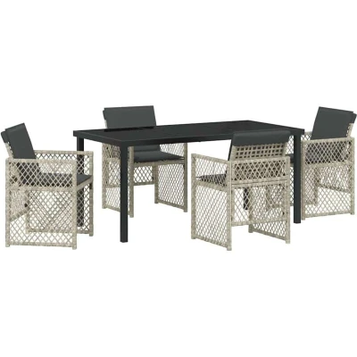 Image of vidaXL Garden Dining Set 5 pcs Light Grey Poly Rattan
