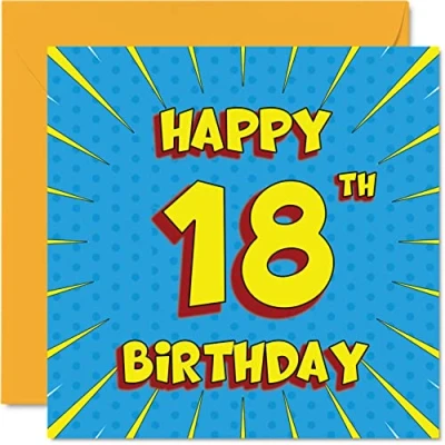 Image of Fun 18th Birthday Cards for Men Woman Comic Book Happy Card Sister Granddaughter Grandson Son Daughter Brother Cousin Nephew Niece, 145mm x Greeting Cards,