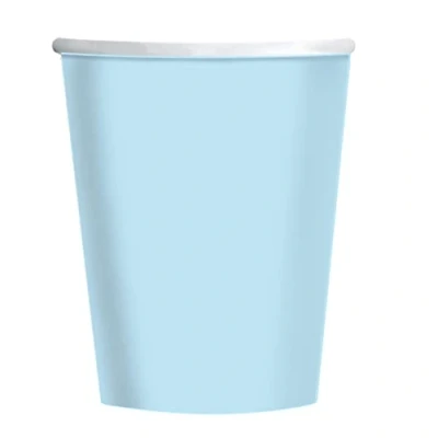 Image of Amscan 9915403 218 66 Clear Sky Blue Eco Friendly Recyclable Paper Cups 8 Pack