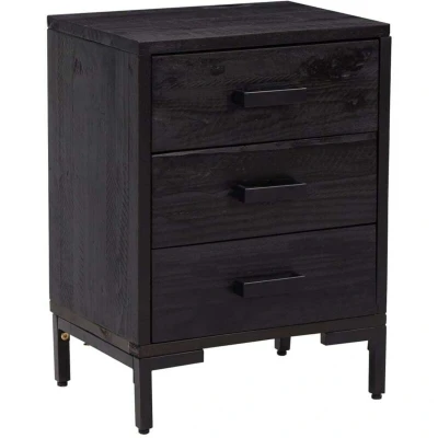 Image of vidaXL Bedside Cabinet Black 36x30x54 cm Solid Pinewood