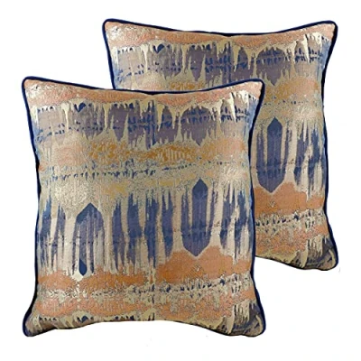 Image of Evans Lichfield Inca Twin Pack Polyester Filled Cushions, Royal, 43 x 43cm