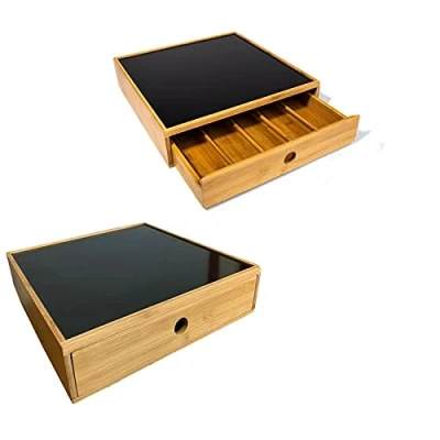 Image of Wood Wooden 5 compartment 45 50 Coffee Pod holder drawer maker stand Tea storage organiser Standard size Compatible
