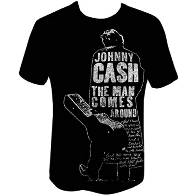 Image of Johnny Cash Mens Short Sleeve T Shirts Man Comes Around Official Merchandise Large Black