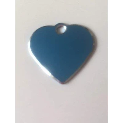 Image of Surrey Feed SMALL BLUE HEART TAG WITH Milled Silver Edging. Engraved Cat/Dog/Horse/Pet ID NAME Tag. Pet Fashion Very Elegant. PLEASE EMAIL US ENGRAVING DETAILS WHEN PLACING YOUR ORDER.