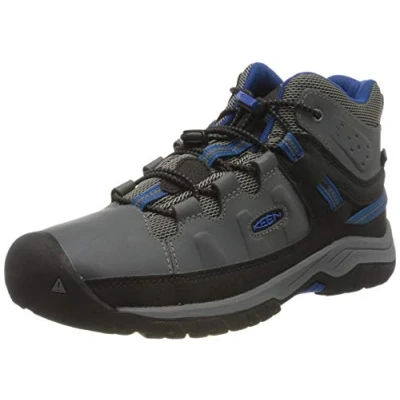 Image of KEEN Unisex Targhee Mid Waterproof Hiking Boot, Blue Nights Red Carpet, 7 UK