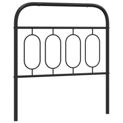 Image of vidaXL Metal Headboard 95x90 cm Sturdy Steel Bed Header, Black Bedroom Furniture for Frame Support, Decorative Bedpiece