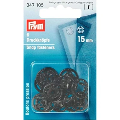Image of Prym Snap Fasteners, Black, 15 mm, Schwarz, 6 Stück