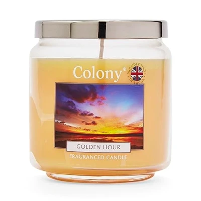 Image of Wax Lyrical, Colony Golden Hour Medium Candle Jar, Burn Time of Up to 75 Hours, Orange