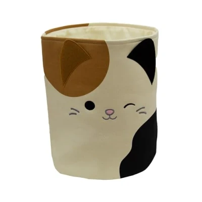Image of Character World Squishmallows Official Storage Bin Cam Cat Design, Toy Box Laundry Basket Organiser For Children&#039;s Bedroom, Kids Playroom 38 x 31 31cm Cotton Canvas