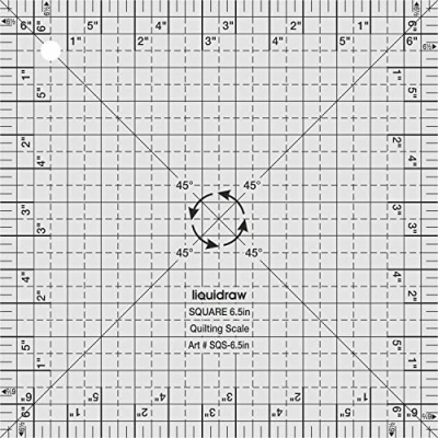 Image of Liquidraw® Square Quilting Ruler, Clear Acrylic Template, Imperial 6.5&quot; x / 12.5&quot; (6.5&quot; 6.5&quot;)
