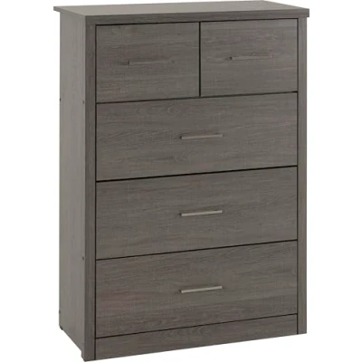 Image of Seconique Lisbon 3+2 Drawer Chest in Black Wood Grain