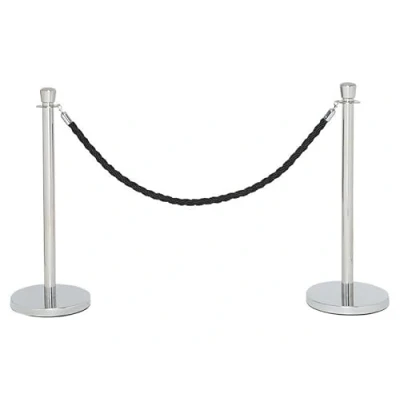 Image of Queue Barrier Posts VIP Rope and Crown 2 Stainless Steel Post Kit (Black) The Workplace Depot