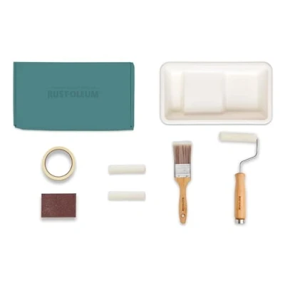 Image of Rust Oleum Ready to Roll Eco Paint Kit (Small) Kitchen Tile Satin Ocean Blues
