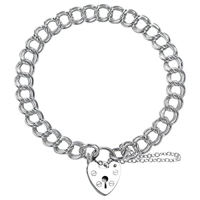 Image of TheCharmWorks Sterling Silver Heavy Double Curb Charm Bracelet 7&quot;