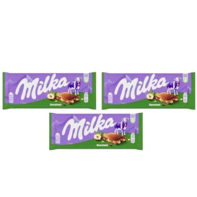 Image of Indulge in Milka&#039;s Hazelnuts Chocolate Bar 3 Pack Delight