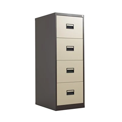 Image of Office Hippo Heavy Duty Steel Filing Cabinet, 4 Drawer Fully Welded Construction with 40kg Tolerance, Lockable Storage, 7 Year Guarantee Coffee Cream