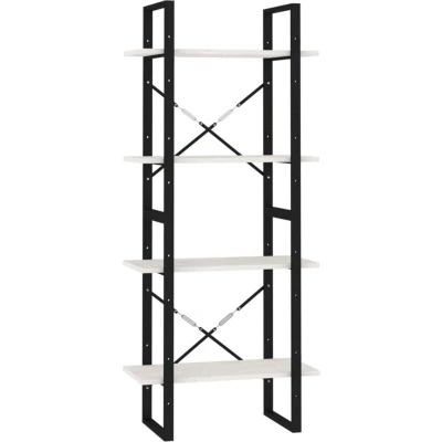 Image of vidaXL 4 Tier Book Cabinet White 60x30x140 cm Solid Pine Wood
